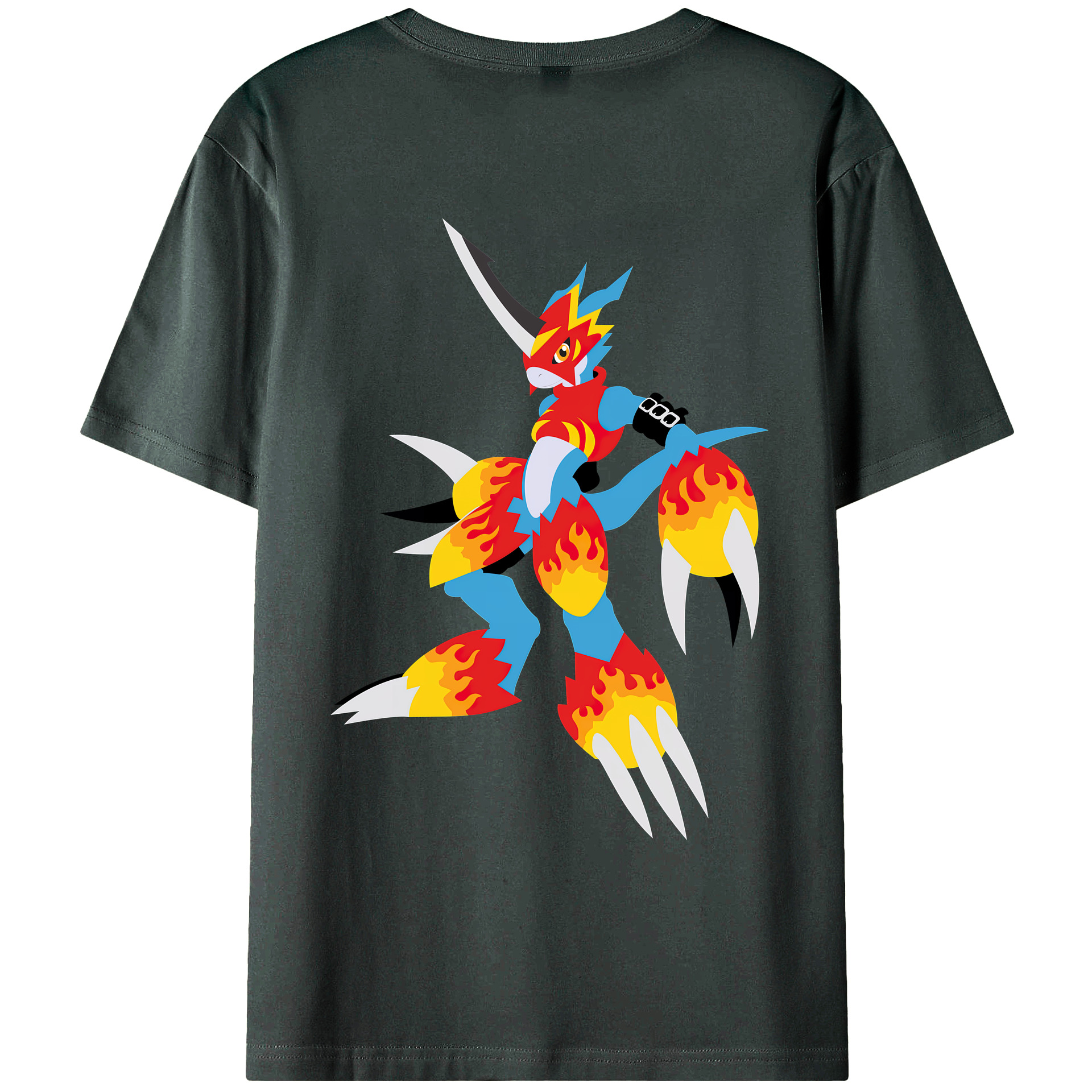 （画像用） Digimon デジタルモンスター/デジモン 綿100％ メンズ半袖Tシャツ（バックプリント） 通気性